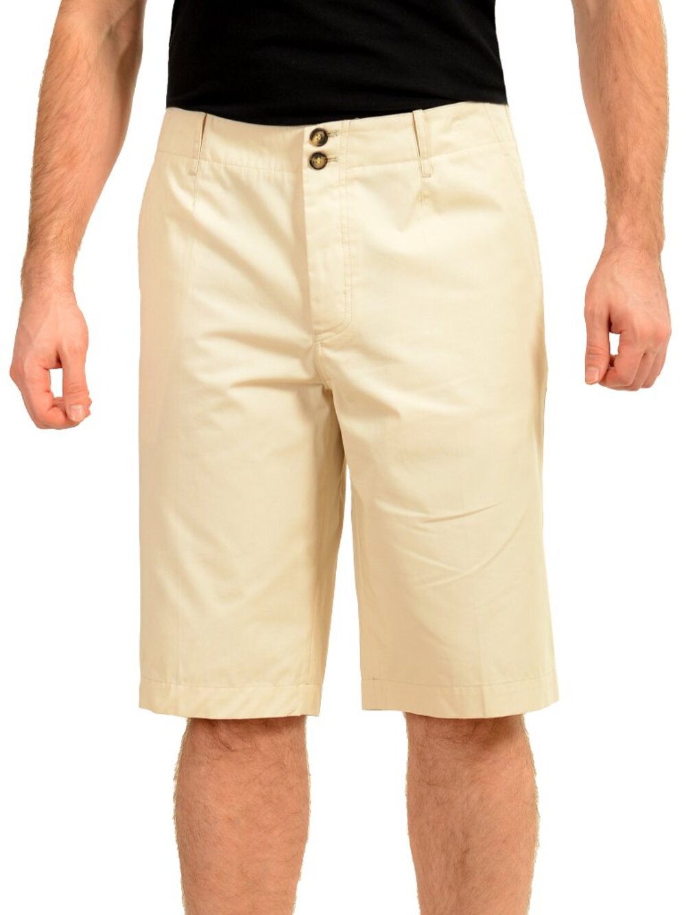 Malo Men's Ivory Flat Front Bermuda Shorts US 40 IT 56